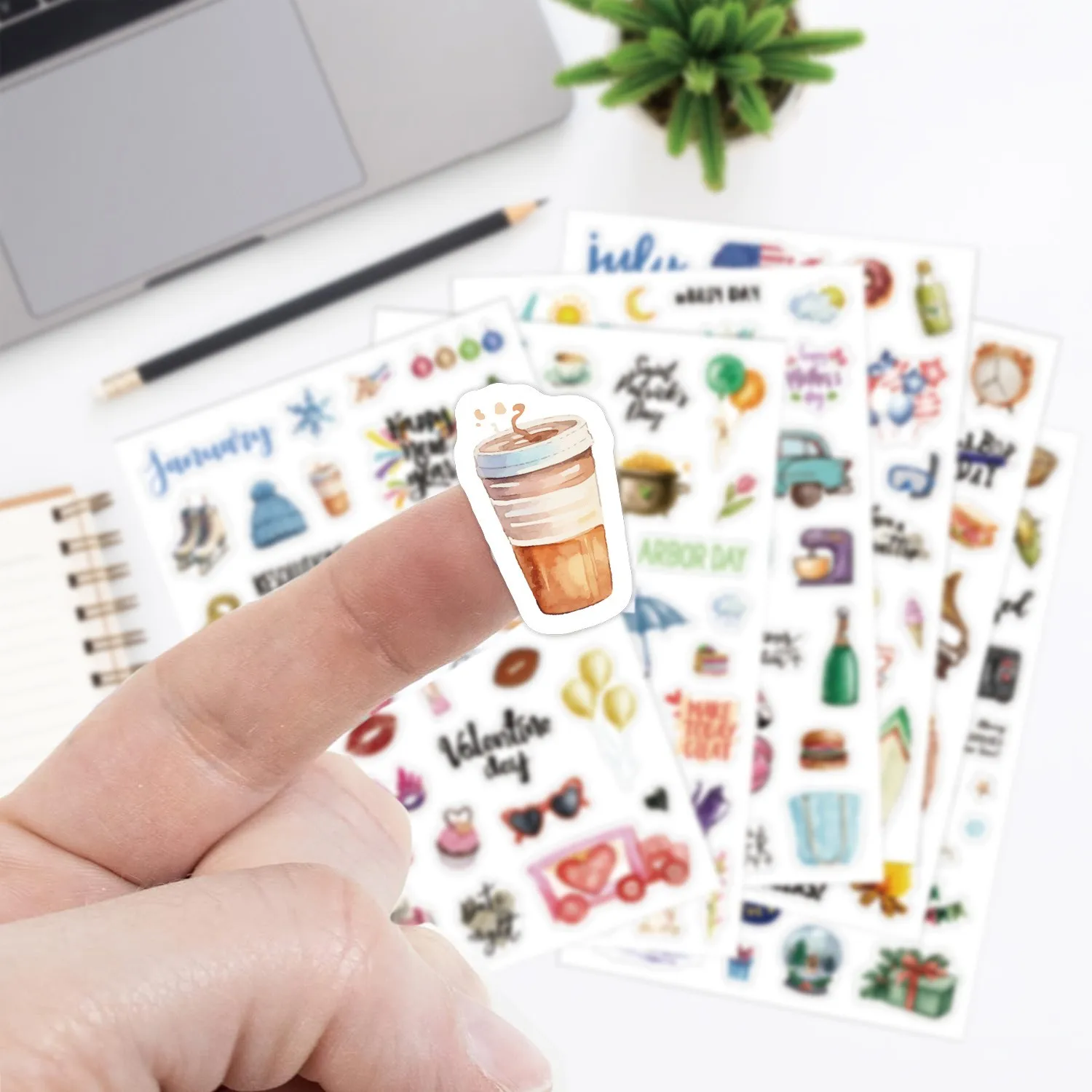 6sheets Pre-cut Stickers Self-Adhesive Paper Stickers for Scrapbooking Journals Planners DIY Crafts Embellishments Stickers image 3