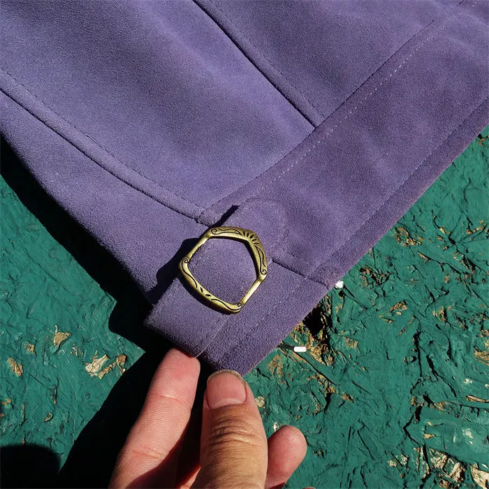 Men Purple Suede Cowhide Genuine Leather Jacket Mendoza Moon Pocket Lapel Fashion Biker Coat 144 S60a1873fb0074500ba100d7c983cd747M