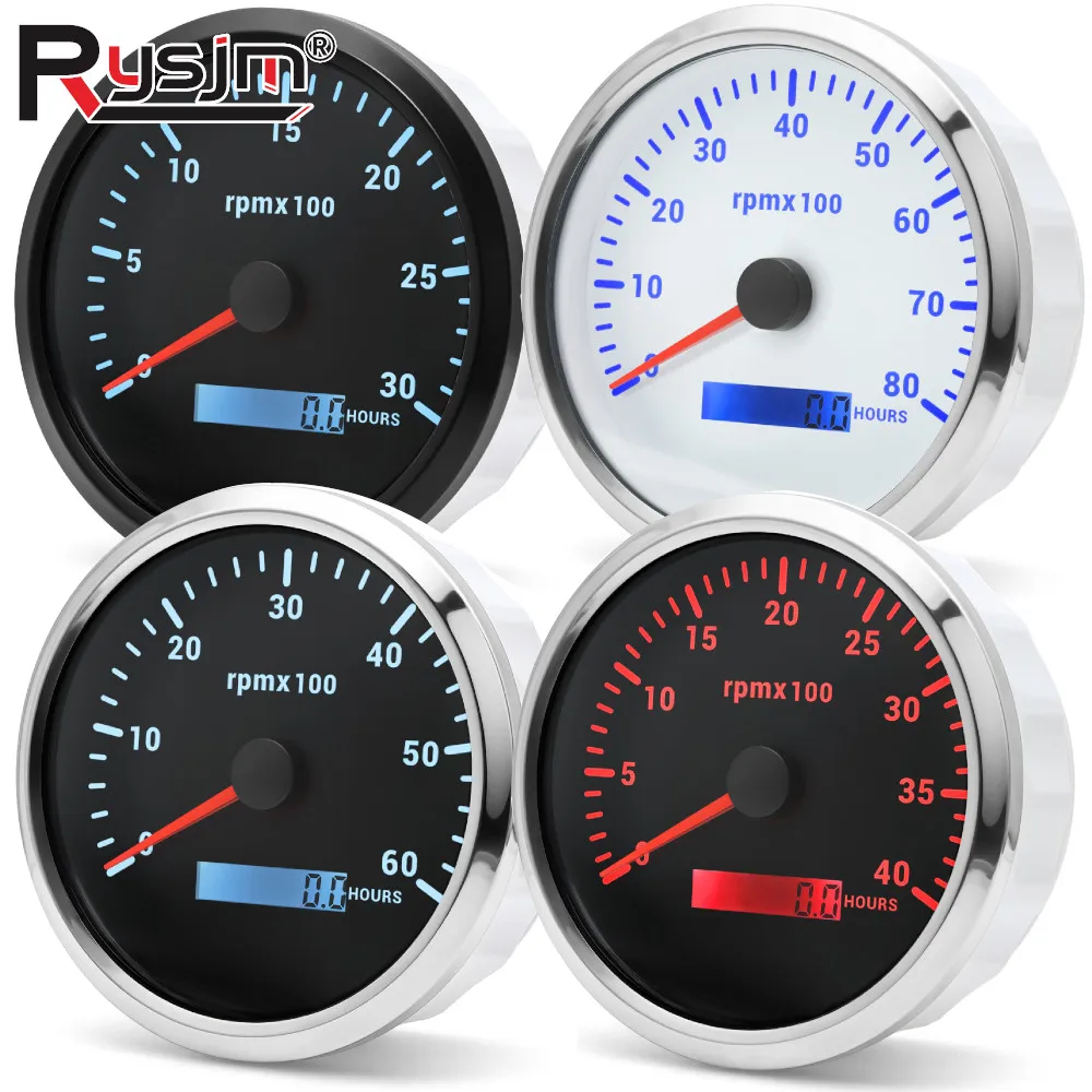 

N 110mm Tachometer Gauge Tacho LCD Hourmeter 0-6000RPM 7 Colors 3000~8000rpm For Car Boat Truck M16 M18 Sensor optional