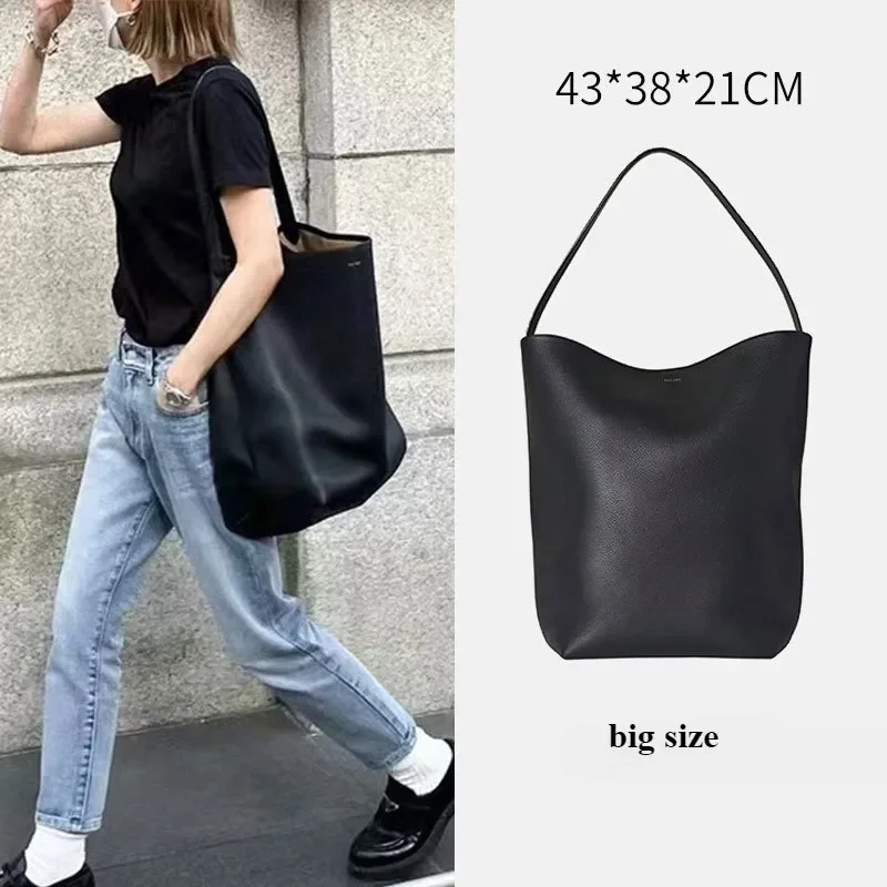 customized bucket bag single shoulder cowhide large capacity handbag black genuine leather women's bag crossbody bags for women