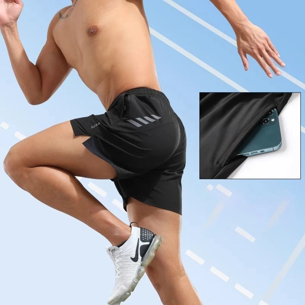 

Мужские спортивные шорты на молнии для спортзала, американские ретро-модные трендовые свободные дышащие быстросохнущие летние новые мужские штаны для отдыха