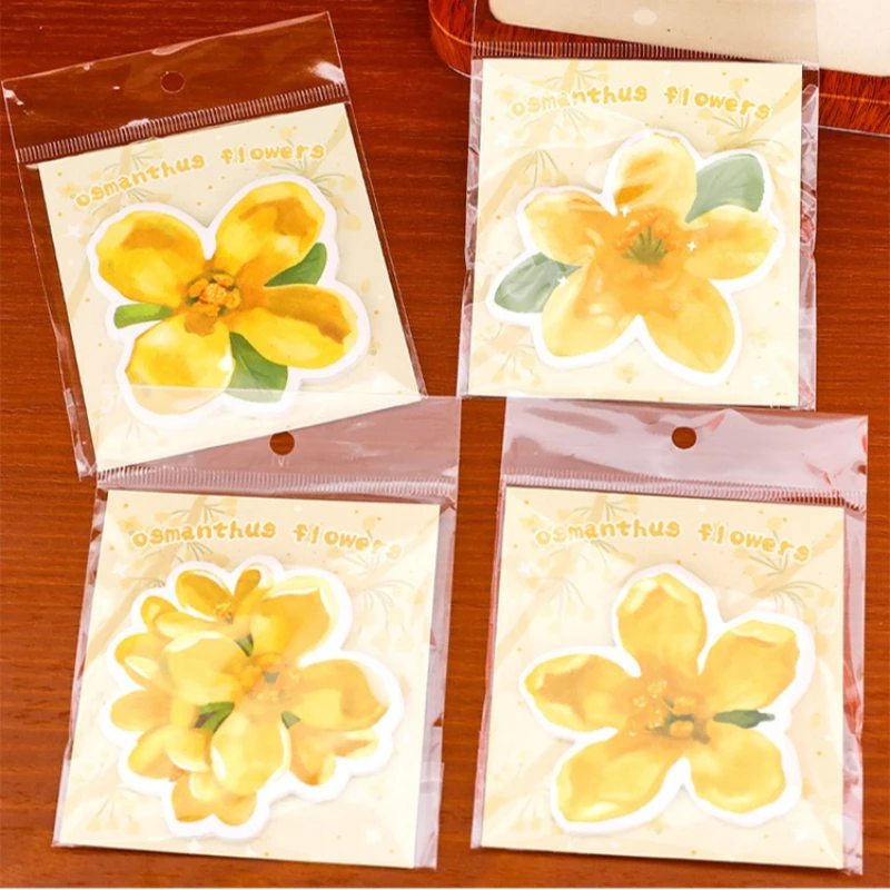 cute special shaped osmanthus notes students can tear up the message sticky notes high value flowers N times sticky stationery