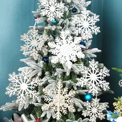 10-28cm Christmas Snowflakes White/Champagne Gold/Silver/Blue PVC Flocked Snowflake Flakes Xmas Tree Hanging Pendants Ornaments