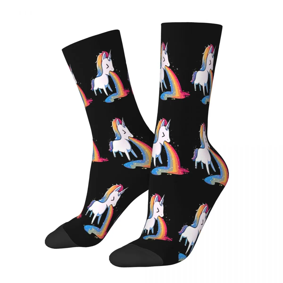 Puking Rainbow Unicorn Socks Male Mens Women Spring Stockings Hip Hop