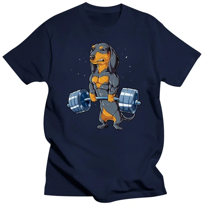 Dachshund Dog Weightlifting Funny Deadlift Gym T Shirts Graphic Cotton Streetwear Short Sleeve Birthday Gifts Summer T-shirt