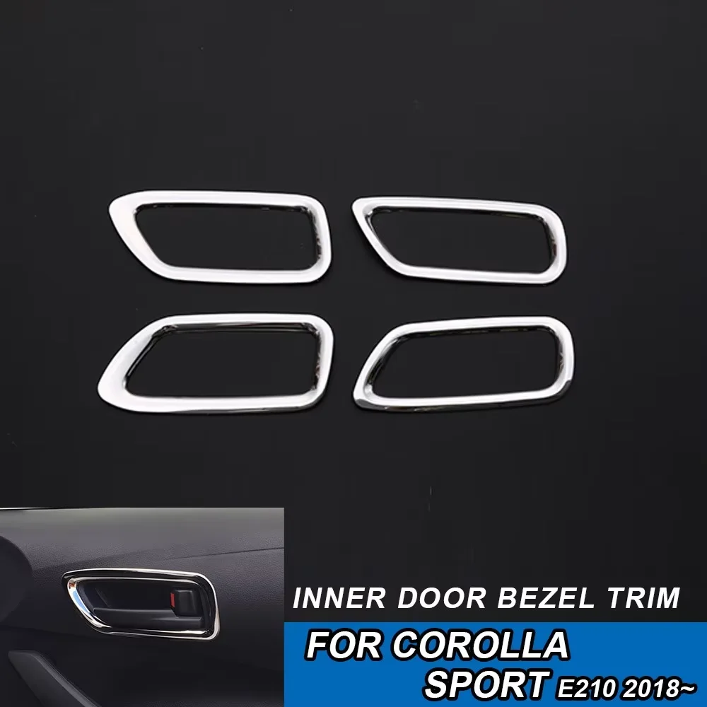 

Stainless steel interior door handle frame trim for Toyota Corola Sport E210 models 2018-2023; mirror finish, scratch-resistant