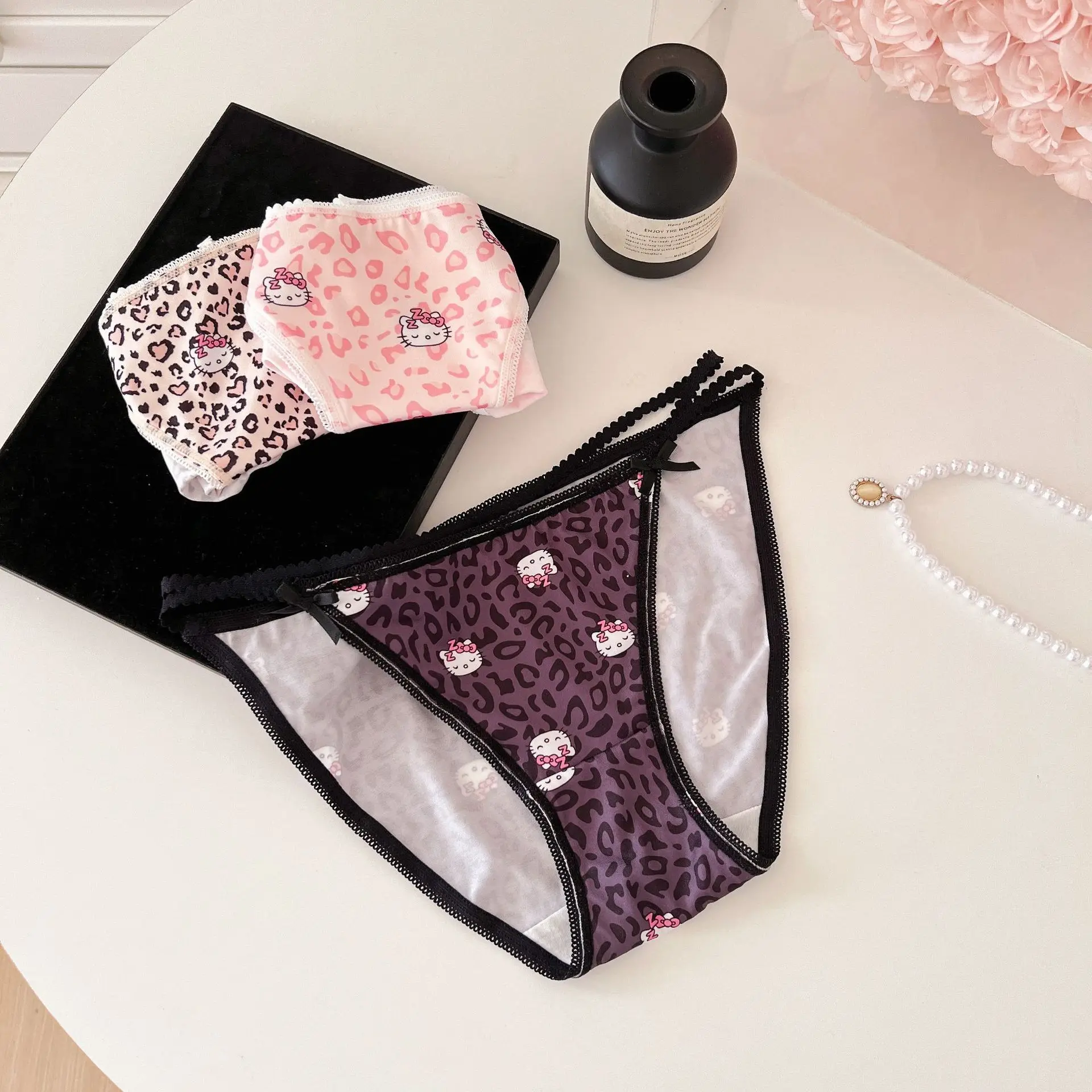 

1pcs for Hello Kitty Panties Sexy Pink Underwear Casual Lingerie Sweet Cute Printed Briefs Gift