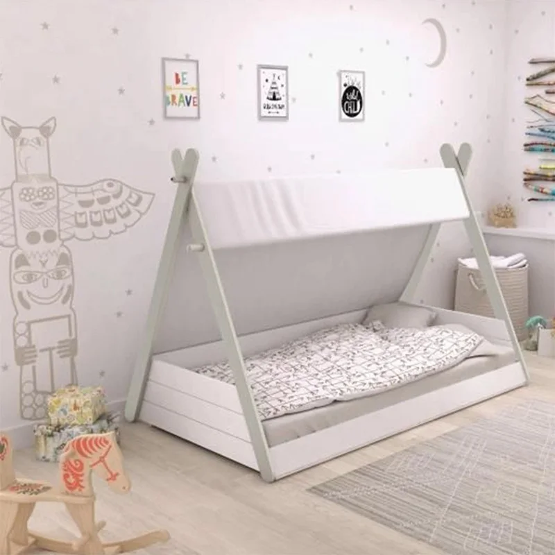 B2B Mother Child Sleeping Twin House Wooden Frame Montessori Toddlers Kids Floor Baby Bed for Babies