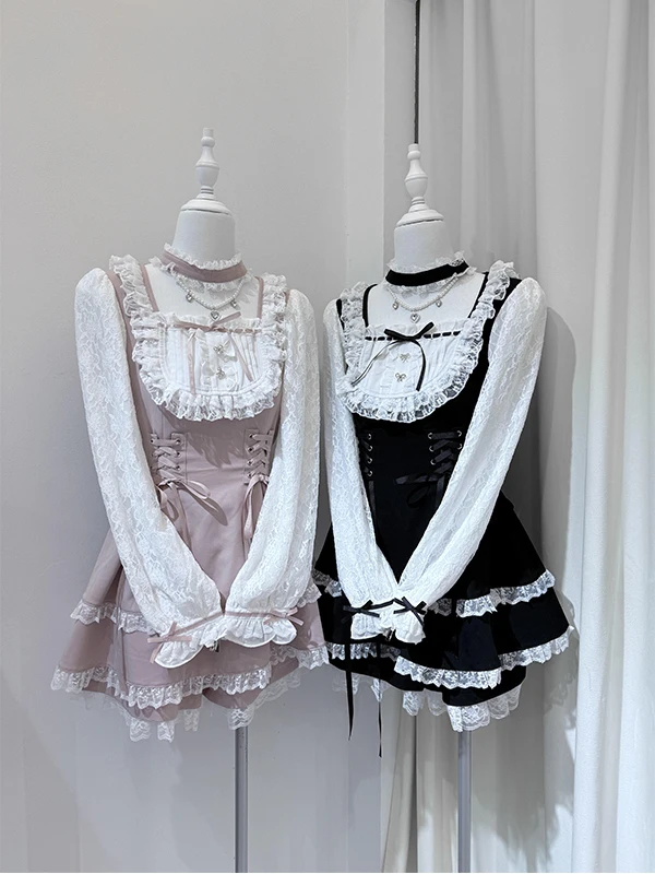 sweet-cute-lace-long-sve-high-waist-f-skirt-set-autumn-winter-new-sle-clear-design-miss-lady-lolita-soft-girl-dr