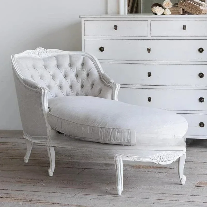 

French antique solid wood concubine collapse French retro solid wood carving flower concubine chair