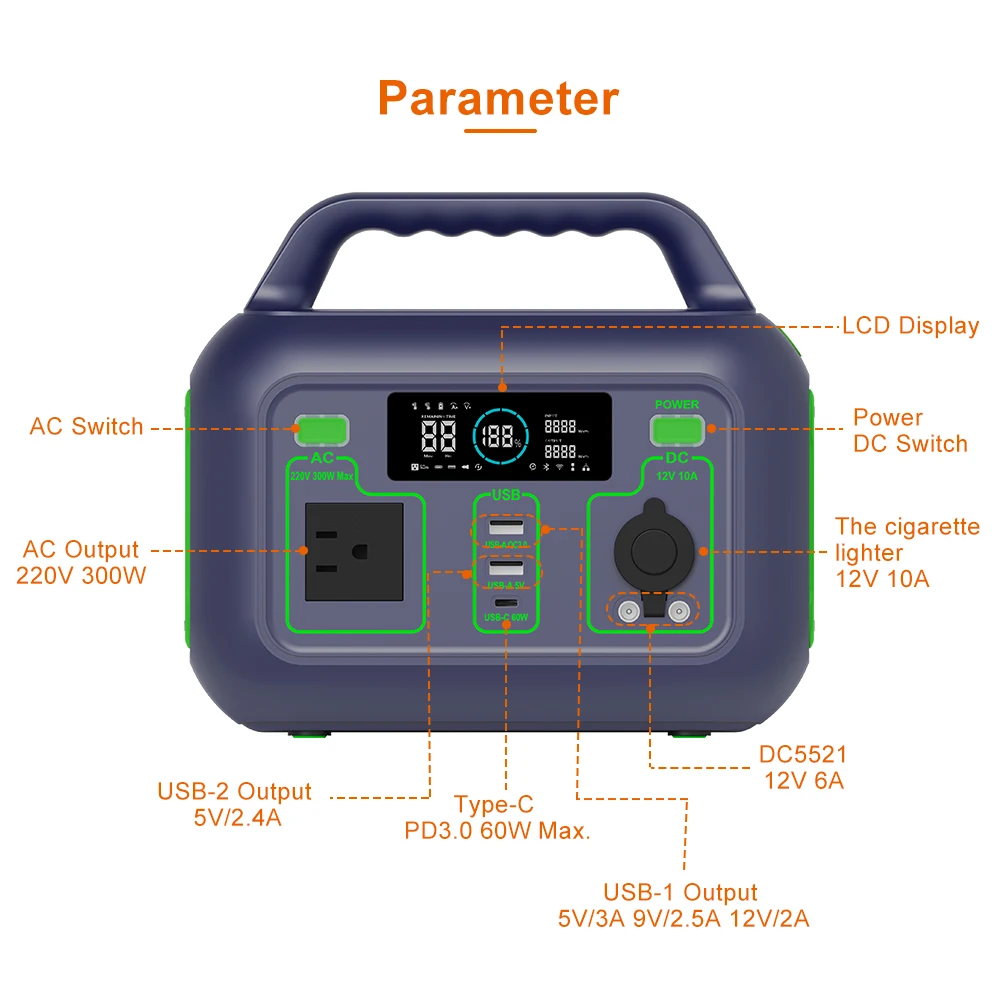 2024 New Mini Off Grid Solar Energy System Energy Storage for 32700 Lithium Battery 300W Solar Power Bank Portable Solar