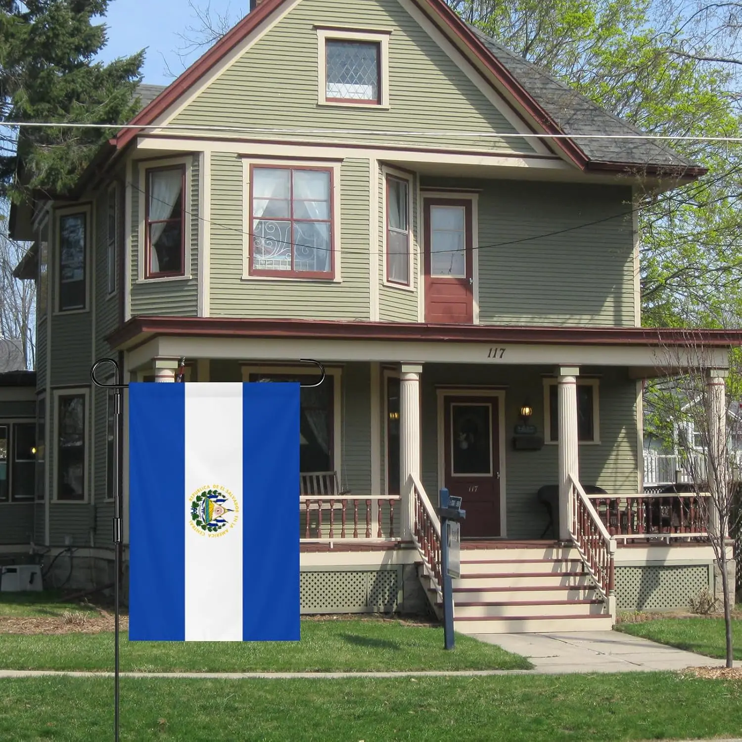 El Salvador Garden Flag 12x18 Inch Double-Sided Vivid Colors El Salvador Flag Indoor and Outdoor Decor for Yards, Lawns, Str zzo