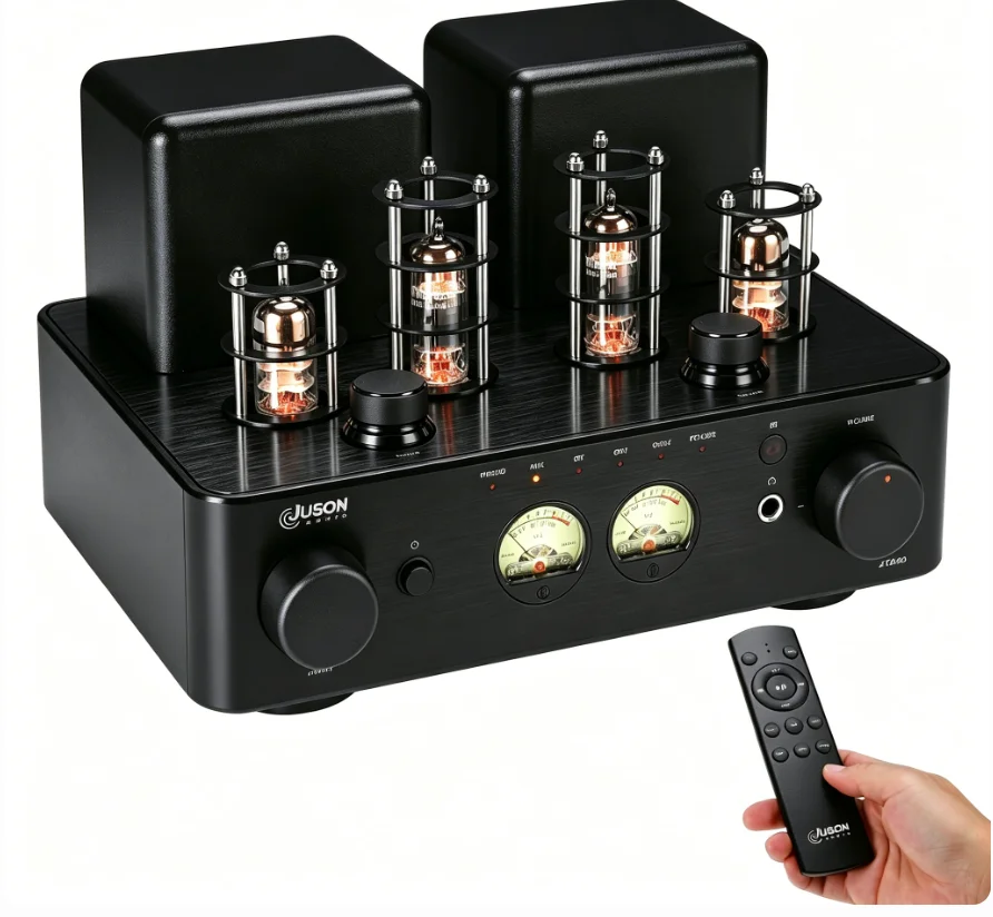 Juson Audio JTA50-N 65WRMS*2 BT Integrierter Hybrid-Röhrenverstärker mit USB-, AUX- und OPT-Eingängen, Kopfhörer- und Subwoofer-Ausgang, Versand aus der EU.
