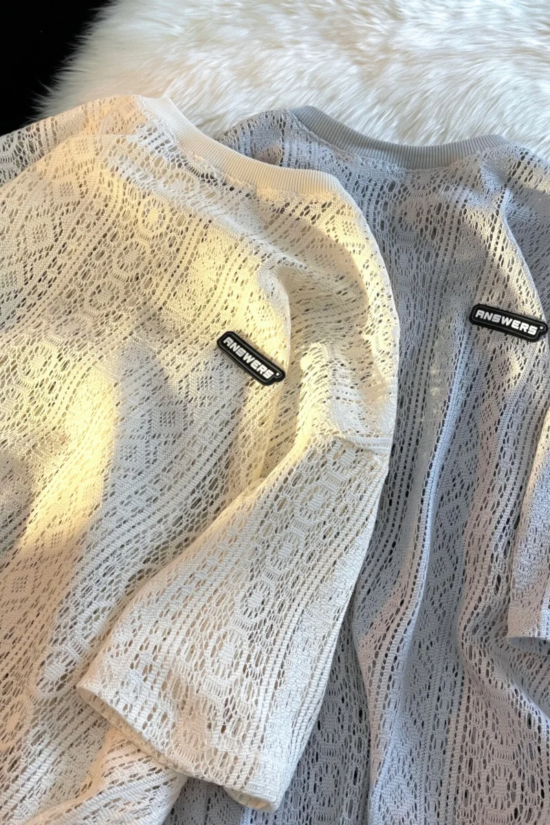 2026 Summer Men's Mesh-Impacting Fashion T-Shirt - Loose-Fitting, Breathable, Unique Patterned Short Sleeve