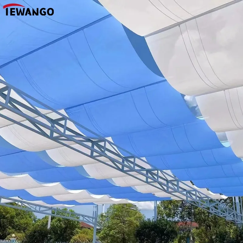 

180GMS Blue HDPE Telescopic Wave Sun Shade Net Courtyard Pavilion Sun Sails Sun Room Canopy Shading Cloth Terrace Sunshade Nets