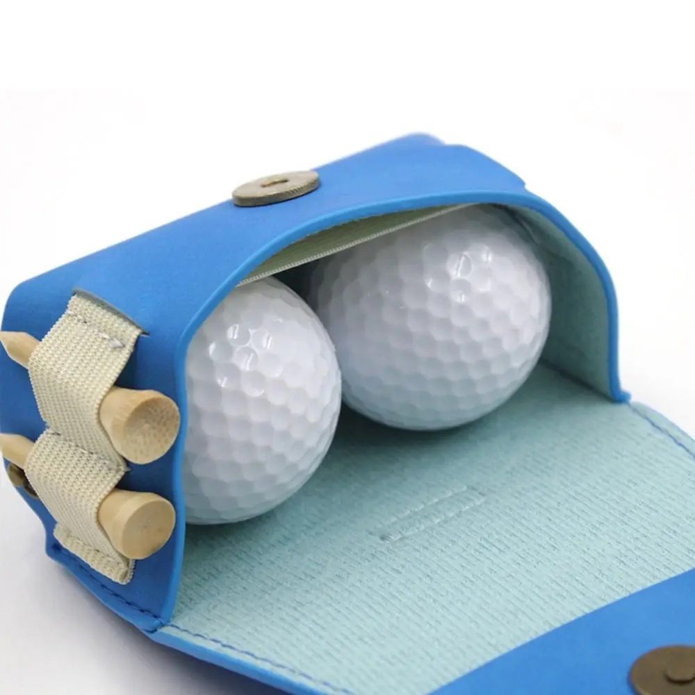 Magnetic Buckle Golf Ball Waist Bag PU Leather Mini Golf Belt Bag Storage Case 2 Balls Golf Ball Container