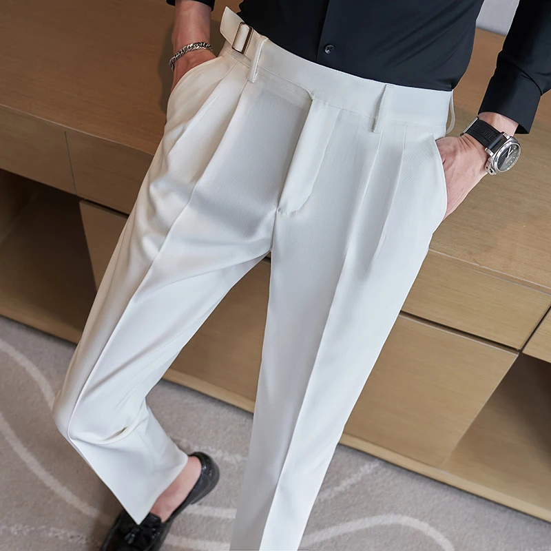 Navy Men\'s Suit Pants, White Black Trousers, Gray Khaki Pantalones Hombre, Fashion Slim Male Pant 28 29 30 31 32 33 34 36