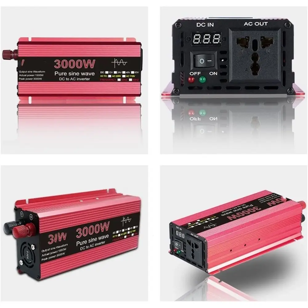 Inversor de onda sinusoidal pura de 3000 W, 12 V a 220 V, 50 Hz, opciones de salida de 2200 W-1600 W-1000 W