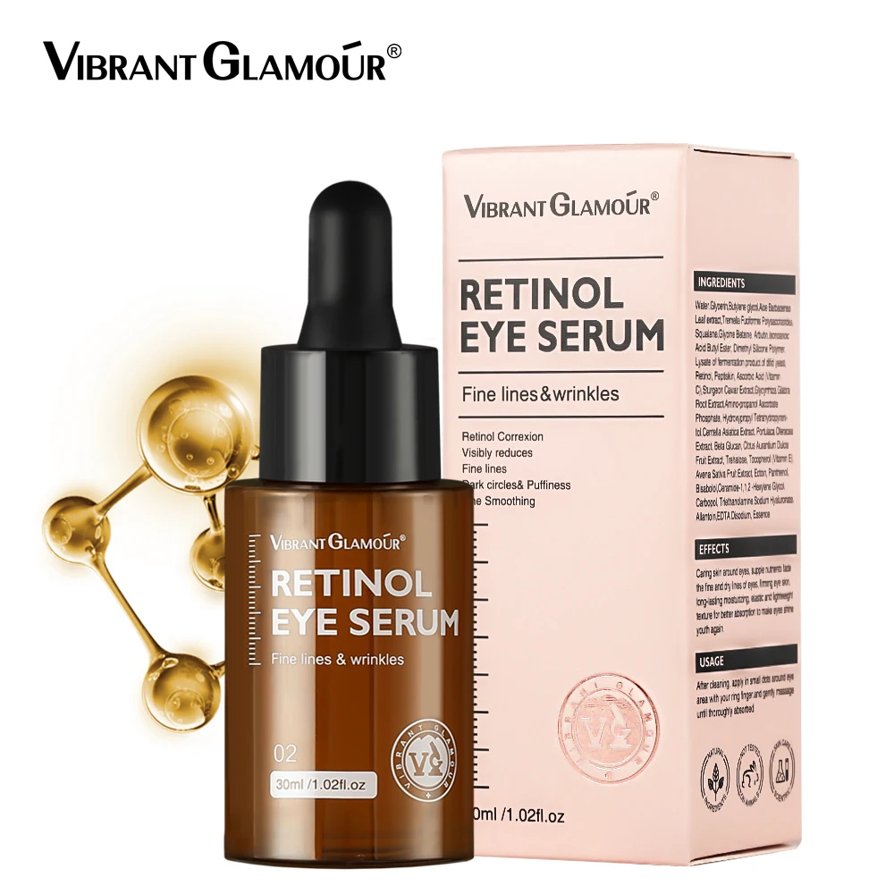 

VIBRANT GLAMOUR Retinol Eye Serum Anti-Wrinkle Remove Eye Bags Fade Fine Lines Dark Circles Brighten Whitening Skin Care 30ml