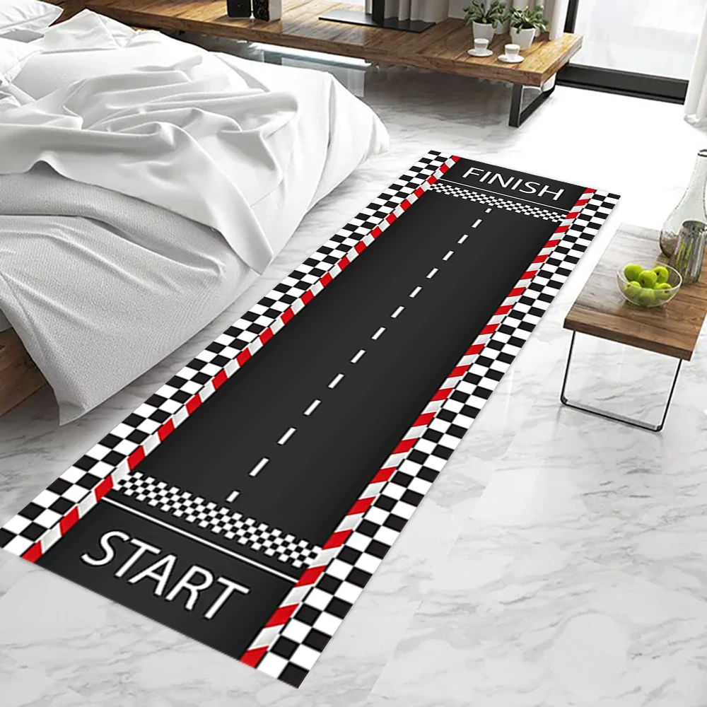 

Racing Car Track Carpet Durable Non-Slip Home Decor for Living Room, Bedroom, Kitchen, Hallway - Durable Polyester Fibre Mat