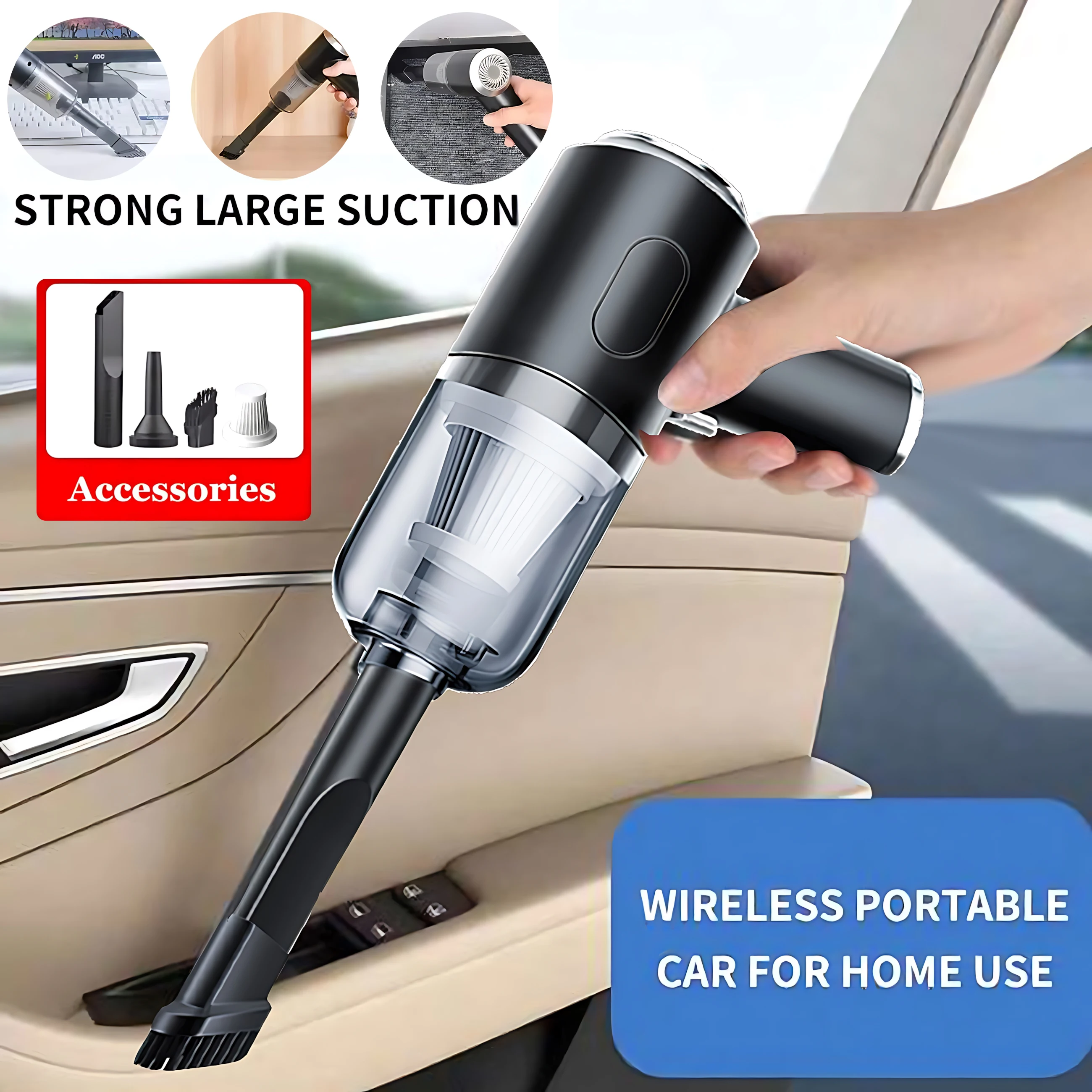 Wireless Handheld Vacuum Cleaner, Portable Vehicles Strong Suction,  Cordless Handheld, Wet and Dry, Cleaner for Household, 2026