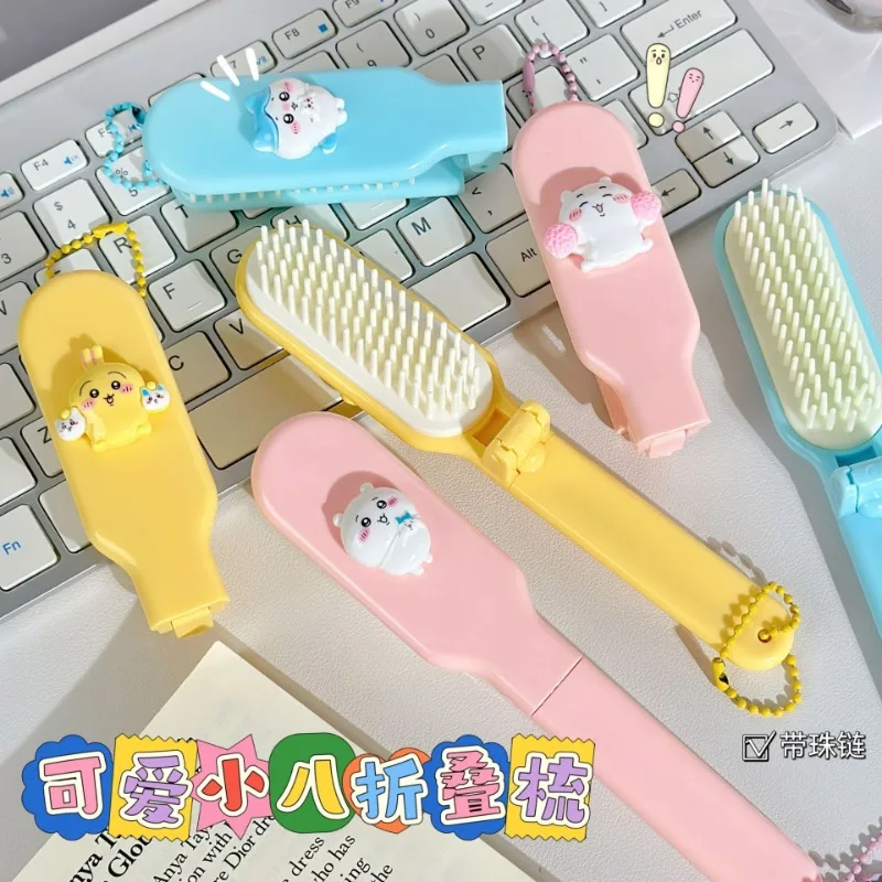 Cartoon Chiikawa Foldable Hair Comb Portable Detangling Hair Brushes Kawaii Cartoon Anti Static Head Combs Hair Styling Tools