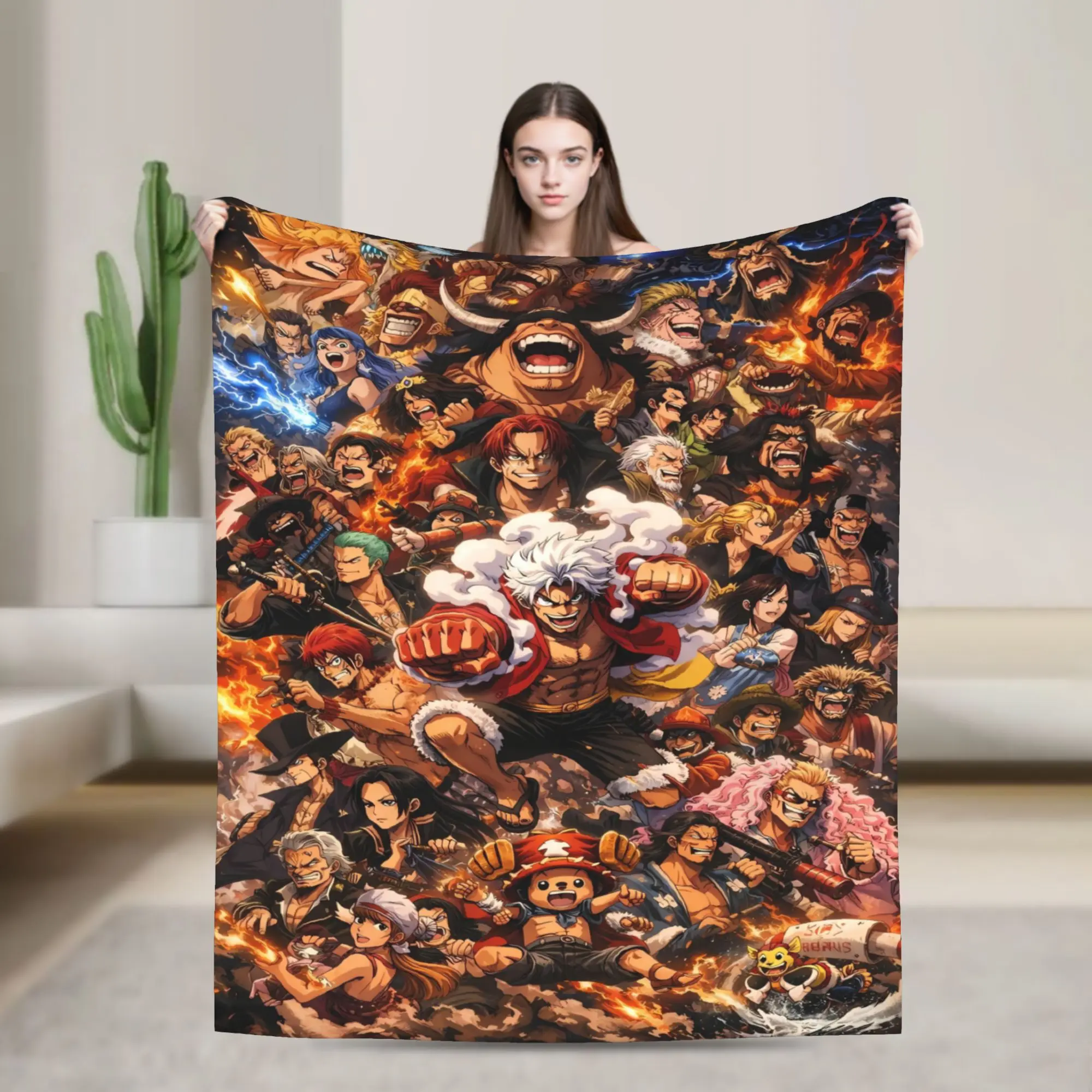 Soft Blanket Girls Boys Picnic Anime one piece Luffy Throw Blanket  Flannel Bedspread For Couch Chair Funny Sofa Bed Cover