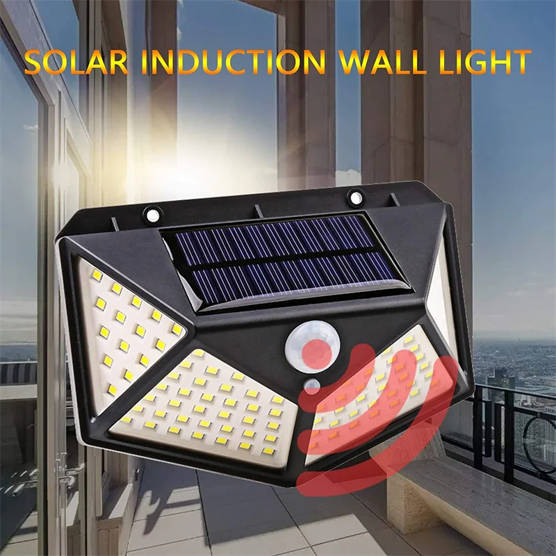 Solar Lights Outdoor Waterproof 100 LED Wireless Security Motion Sensor Outdoor Lights for Front Door Backyard Steps Garden