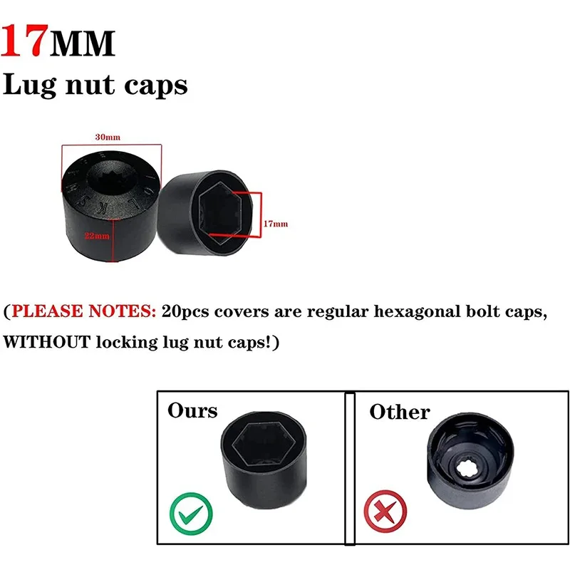 20Pcs Car Wheel Nut 17mm Auto Hub Screw Cover Protection Caps Wheel Nut Bolt Head Cover Caps For VW Transporter T5 T6 2003-2020