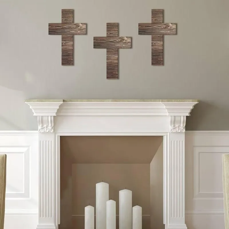 YANA50I Hanging Decoration-Rustic Wooden Cross Wall Decor-Faith, Love And Hope