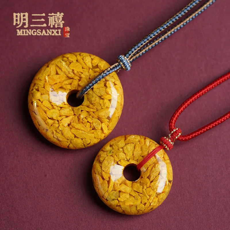 Raw Mineral Realgar Crystal Cinnabar Pendant High Content Zodiac Year Pixiu Peace Buckle DIY Buddhist Bead Bracelet Accessories