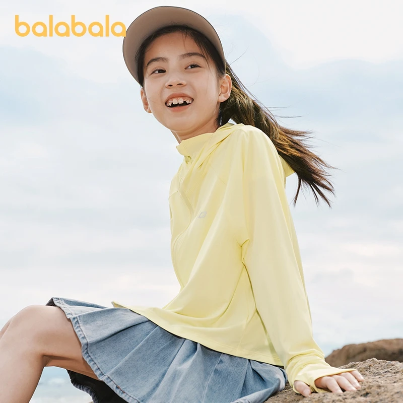 Balabala Sun Protection Clothing Girls Boys 2024 Summer New Apparel Breathable UV Protection Thin Baby Parent-child Outerwear