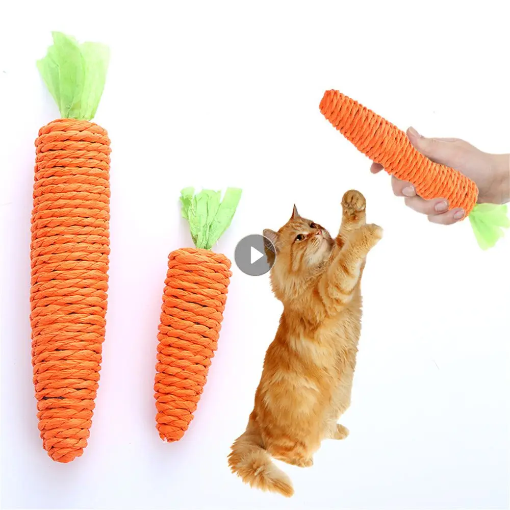 Pet Toys Weave Carrot Shaped Durable Odorless Pet Interactive Accessories Paper Ropes Pet Toys Non-toxic Built-in Bell Safe Cute