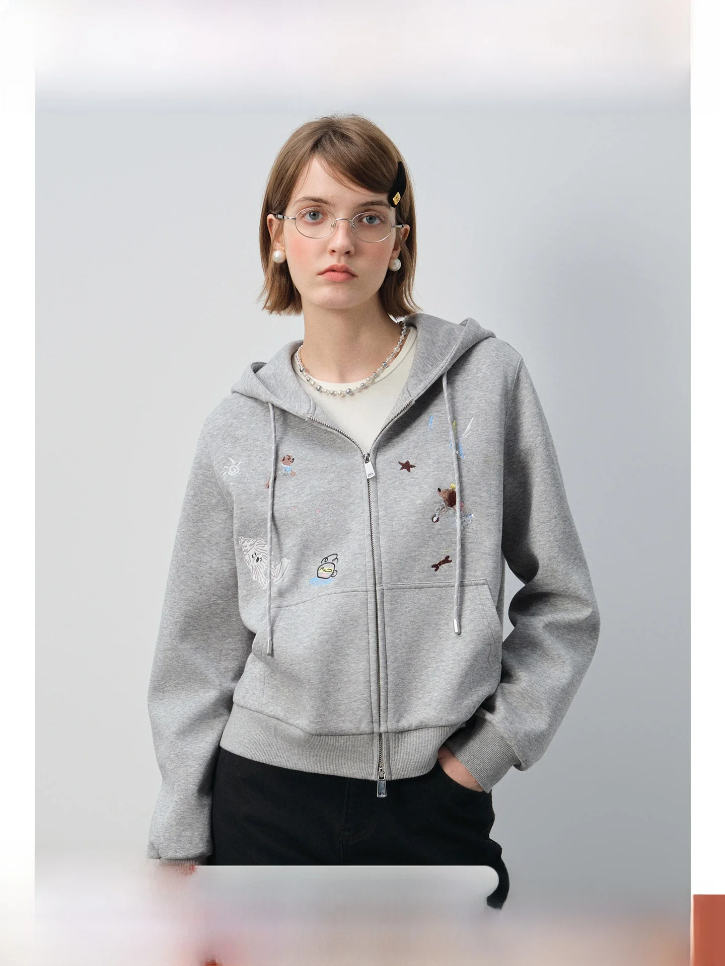 

Женский кардиган-худи большого размера с забавным логотипом Fun ey, весна-осень-зима, повседневный, дышащий, в корейском стиле, с принтом и вышивкой