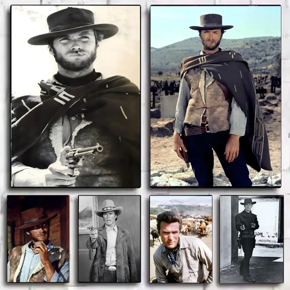 CLINT E-EASTWOOD Poster, Wandkunstdruck, geeignet für Wohnzimmer, Schlafzimmer, Bar, Salon, Heimdekoration, Geschenk