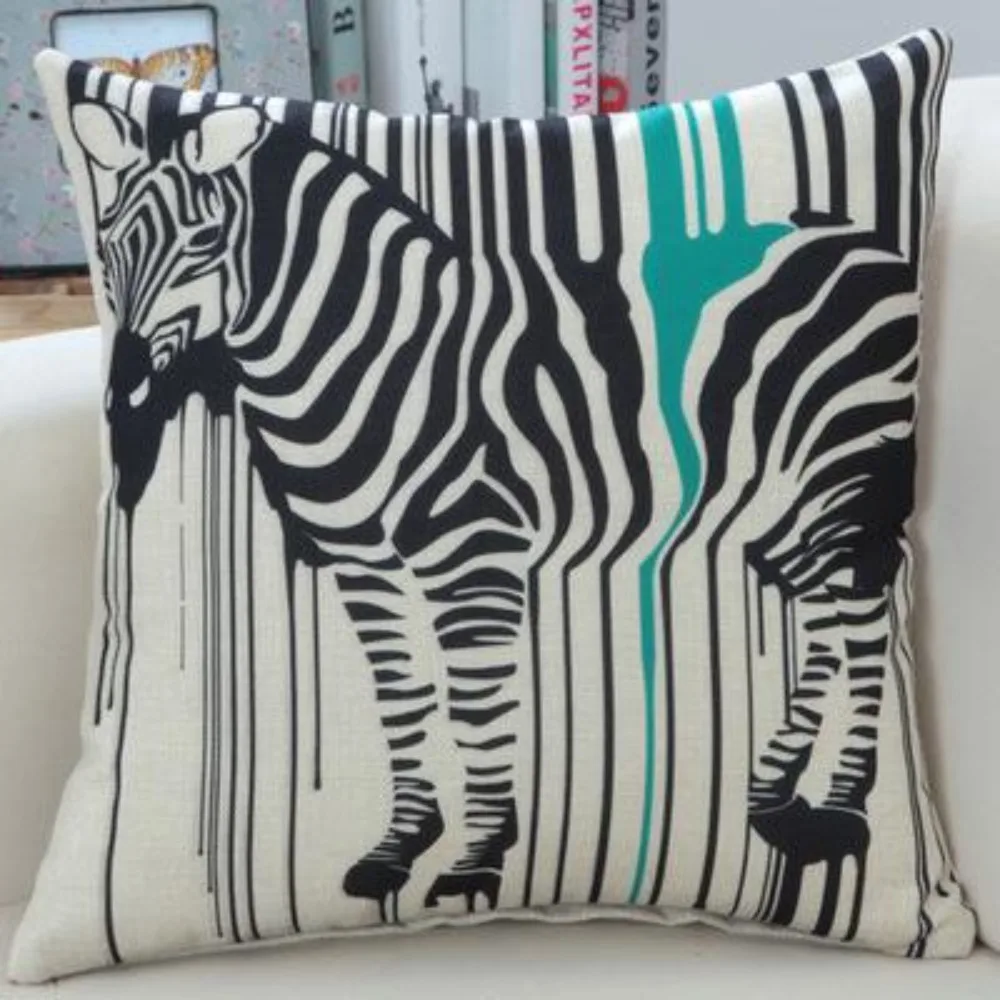 CIFBUY Ink Color Zebra Cushion Cover Decorative Throw Pillow Case for Sofa Car Home Textiles