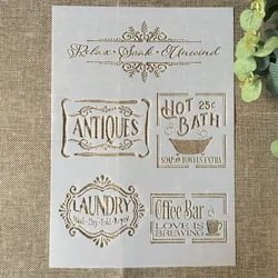 A4 29*21cm Bath Laundry Label DIY Layering Stencils Wall Painting Scrapbook Coloring Embossing Album Decorative Paper Template