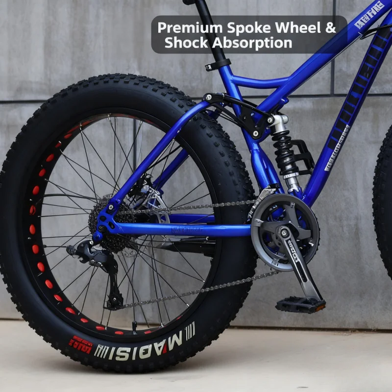 الكبار الأزرق عجلة تكلم الدراجة الجبلية واسعة للغاية 4.0 إطار كبير متغير السرعة على الطرق الوعرة الشاطئ امتصاص الصدمات الثلوج #2