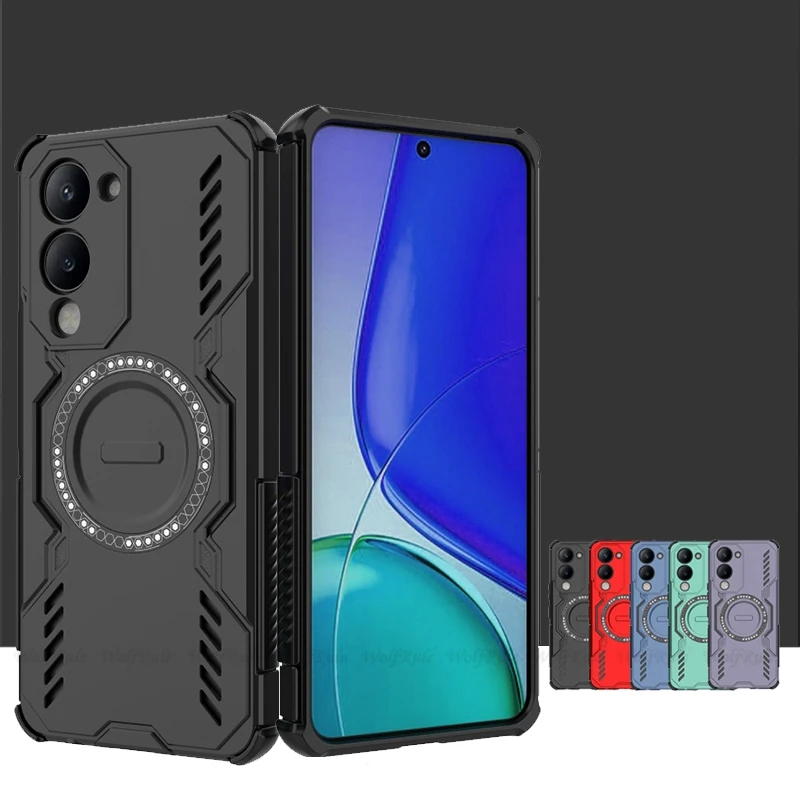 

For Cover Vivo Y19 5G Case Vivo Y19 5G Capa Shockproof Annular Magnetic Attraction Adsorption Wireless Charge Fundas Vivo Y19 5G