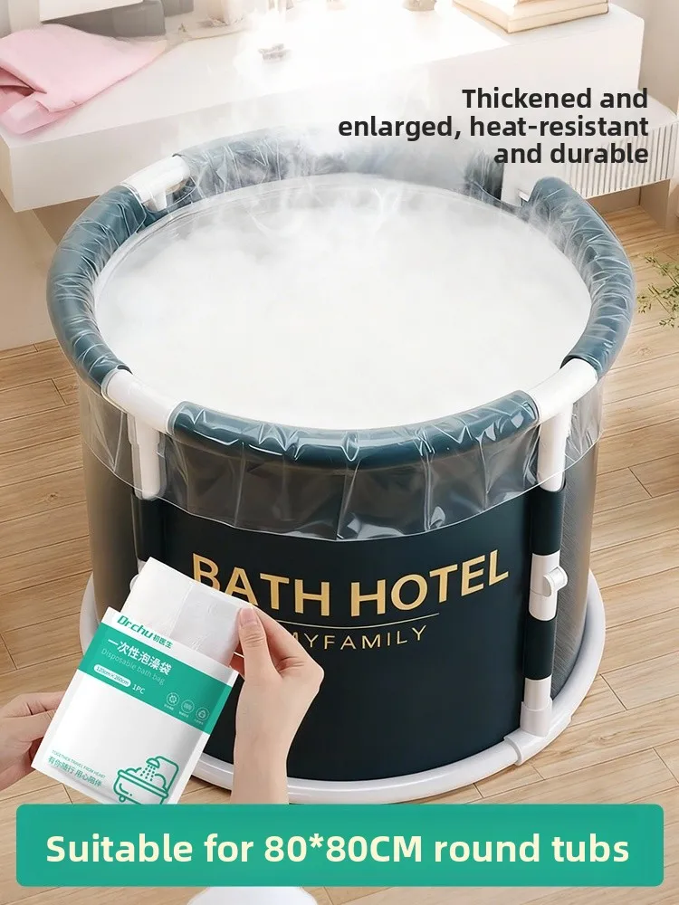 

Thiened Disposable Bath Tub Bag round Large Travel Home Use Bathtub Large Film Bath Tub Cover for Outdoor Cam Travel