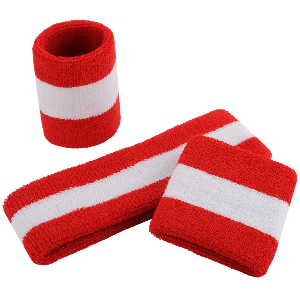 1Set Sports Wristband Headband Sweatband Absorbent Lightweight Sweat Resistant for Running Fitness Yoga Athletic Training