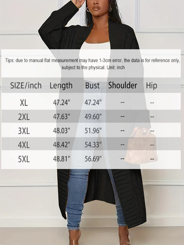 Autumn and Winter Fashion Women\'s Long Cardigan Sleeve Pocket Solid Colour Relaxed Sweater Acrylic Material