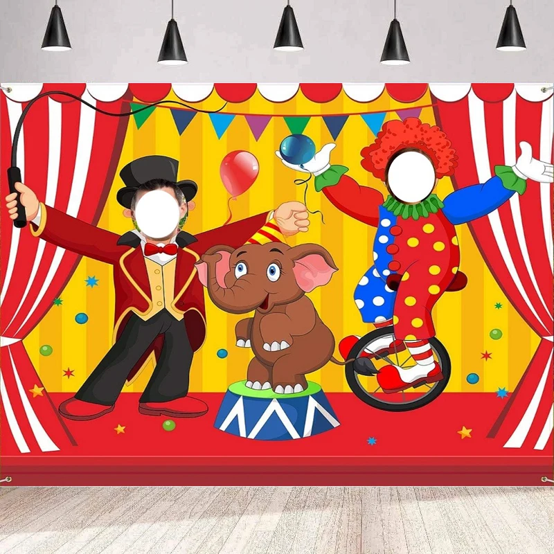 Photography Backdrop Carnival Photo Door Facial cutting Banner Circus Theme Background Decor Pretend To Play Games Supplies