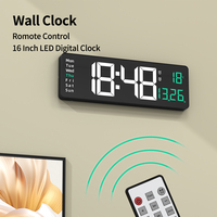 16inch Digital Wall Clock Larger LED Living Room Alarm Clocks Remote Control Date Week Temperature Clock Dual Alarms Time Clocks