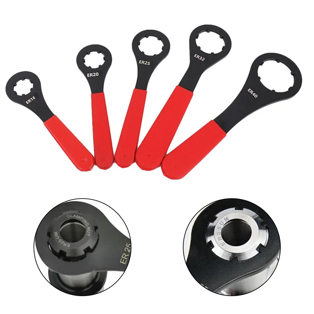 For ER Nut Collet Chuck Machine Tool Wrench Slotted O Type For ER16 For ER20 For ER25 For ER32 Collet Wrench (Red Black)