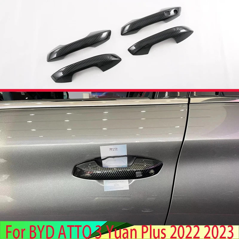 For BYD ATTO 3 Yuan Plus 2022 2023 Car Accessories ABS Chrome Door Handle Cover With Smart Key Hole Catch Cap Trim Molding