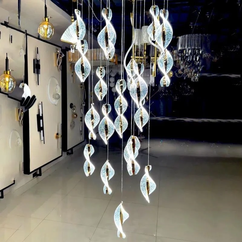 Medium Twisted Leaf Crystal LED Chandelier Modern Art Lighting 5 Year Warranty for Villa Lobby Luxury Hotel Hall