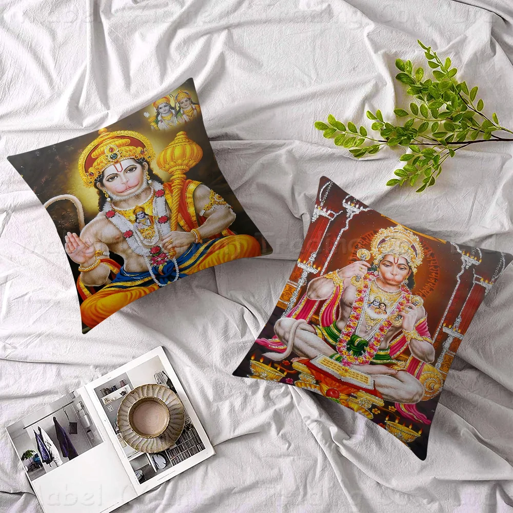 Indian Hindu Goddess Lord Hanuman Religious Pillow Cover Design Cushion Cover Decor Holiday Decorati