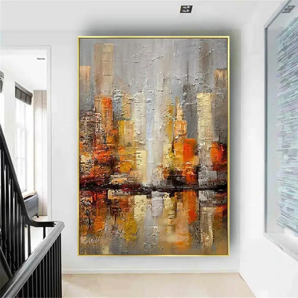 لوحة زيتية تجريدية مرسومة باليد على قماش ، لوحة فنية جدارية كبيرة حديثة لديكور غرفة المعيشة ، عمل فني فريد للمنزل