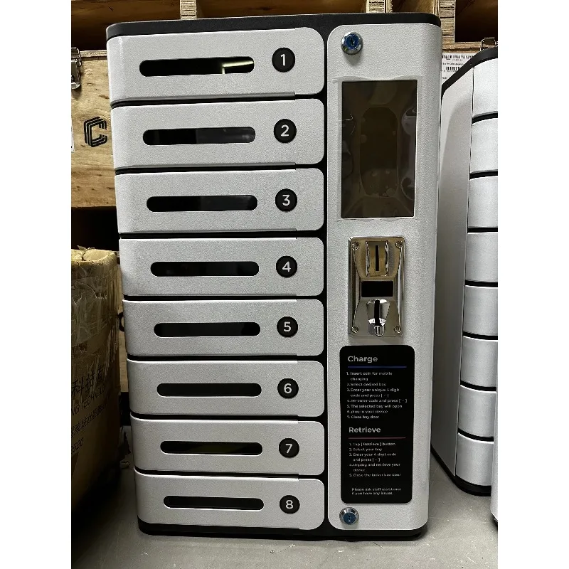 Advanced coin-operated mobile charging cabinet, with remote unlocking cabinet door system, mobile phone charging station